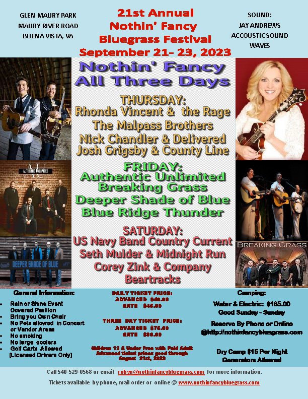 Nothin' Fancy Bluegrass Festival Blue Ridge Country