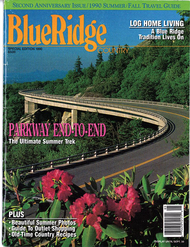July/August 1990 Linn Cove Viaduct in full green with rhododendron foreground