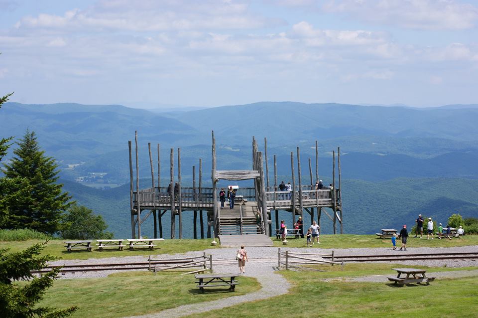 This is a pic I took atop Bald Knob via the Cass RR w my family. It is the highest summit of Back Allegheny Mountain in Pocahontas County, West Virginia Bald Knob is the third-highest point in West Virginia and the Allegheny Mountains. It from this deck/observatory...is a breathtaking view!!! Thought I'd share this w/ your magazine.