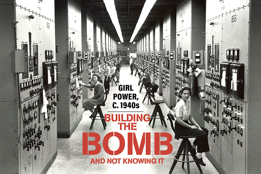 Female high school graduates were recruited for positions as “cubicle operators” at Y-12, and have been more recently referred to as “Calutron Girls.” Ruth Huddleston is third back on the left, seated.
