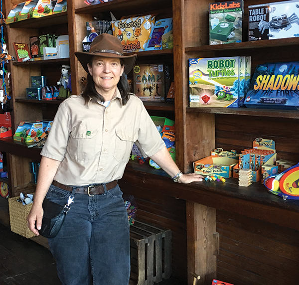 Ranger Jane Browning in her newly opened Spruce Street toy store.