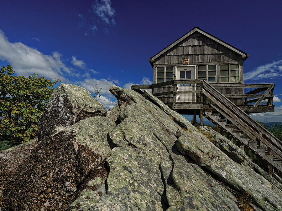 The Hanging Rock Raptor Observatory sits atop the sloping rocks of Peters Mountain in Monroe County, West Virginia.