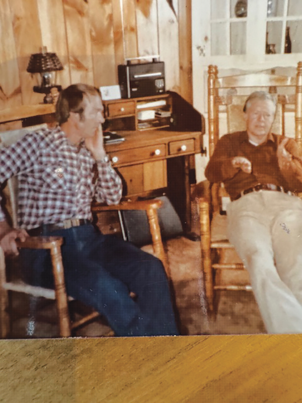 Bud Holloway and President Carter relax at the Walnut Mountain cabin.