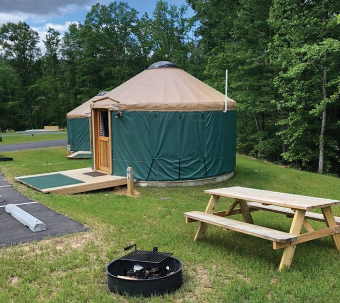 The campground also features four yurts.