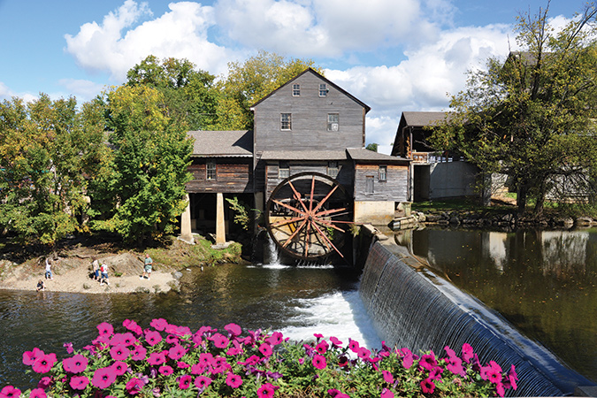 The Old Mill in Sevierville, Tennessee, and built in 1830, has been the site of many regional firsts, including post office, iron forges, sawmills, secret looms for knitting Union clothing and electricity.