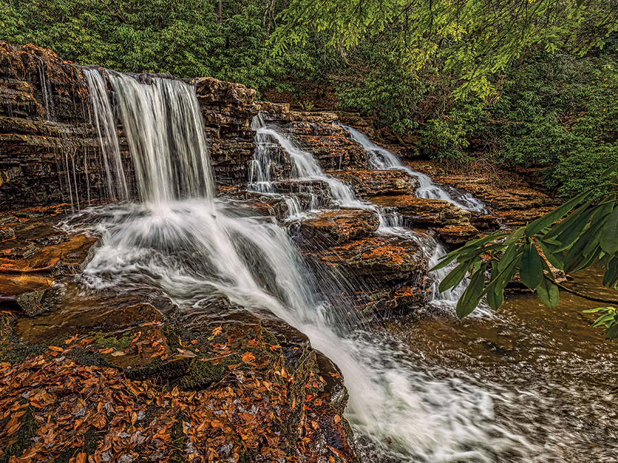 Upper Cascades, near Pembroke, Virginia. 
This is a true bonus falls, as it is only half a mile beyond the famous Cascades, which is a pleasant 2-mile walk in.