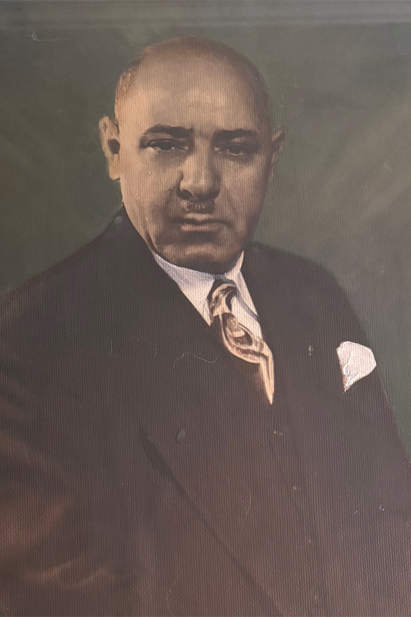 This is an oil portrait of family patriarch S.F. Dawahare, late 1940s.