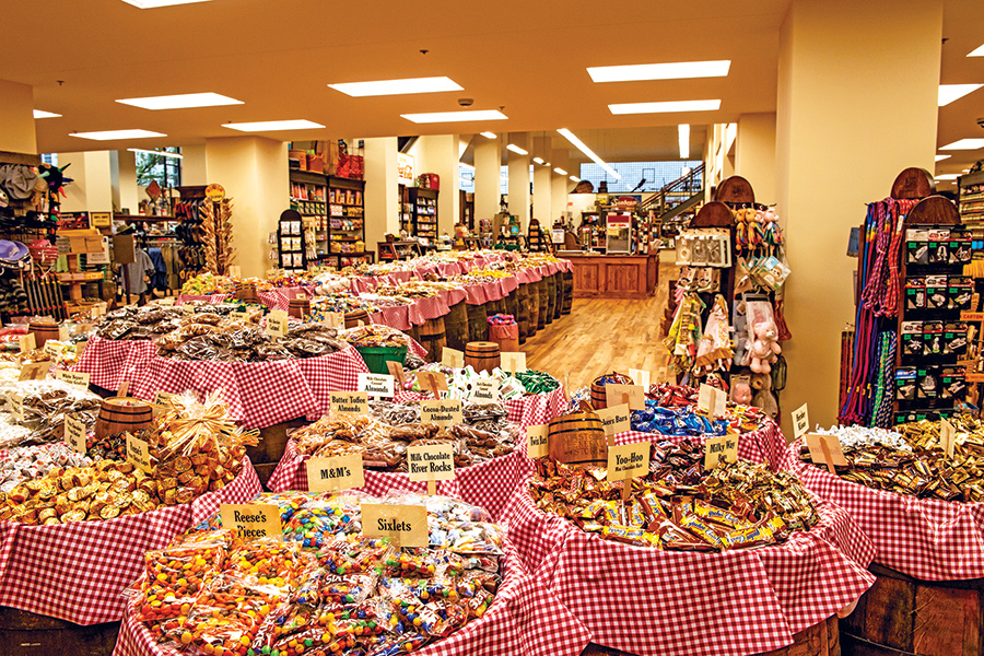 A look at the extensive candy array found inside the Roanoke Mast General Store.