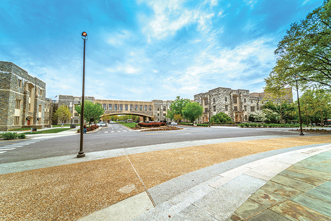 Virginia Tech is prominent in downtown Blacksburg, from where Claytor Lake State Park is a popular destination.