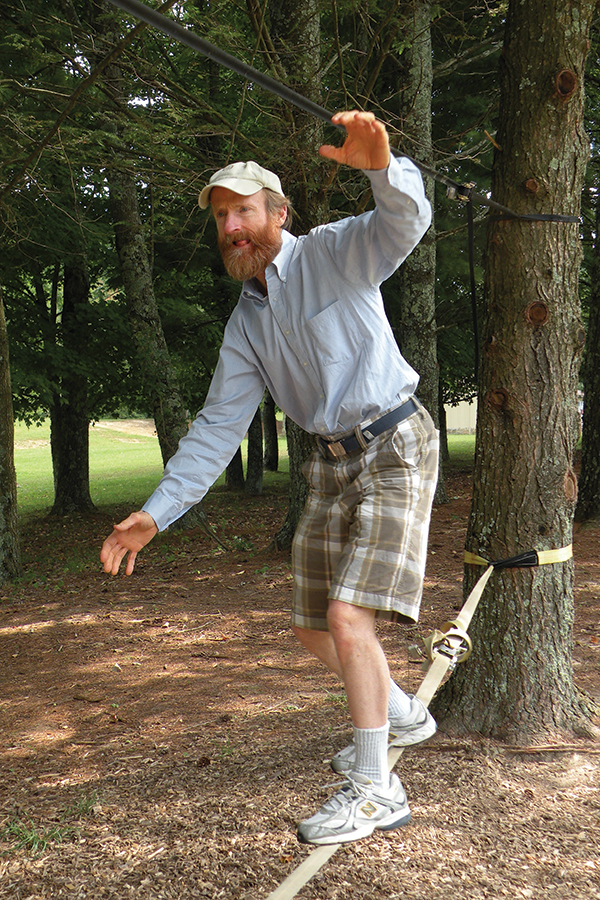 Slacklining at Pipestem is a moving meditation that clears the mind.