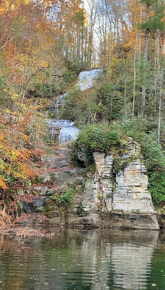 The waterfall at Lake Jocassee.