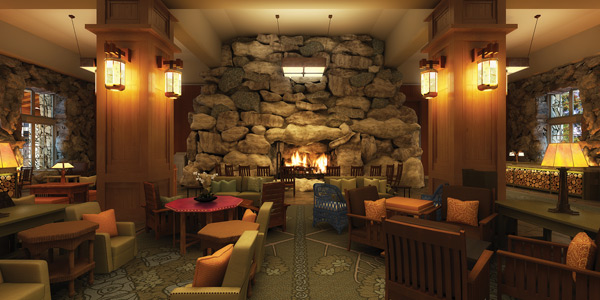 The Grove Park Inn’s classic Great Hall retains its warmth after renovation.