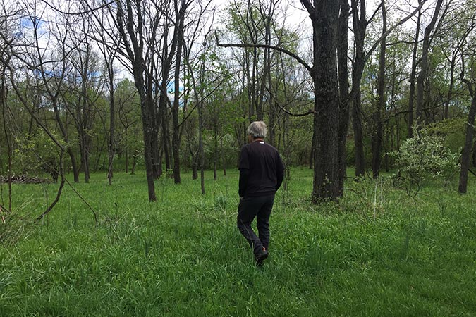 4/21/19: An old man on one of the pretty green spaces at Greenfield Park
