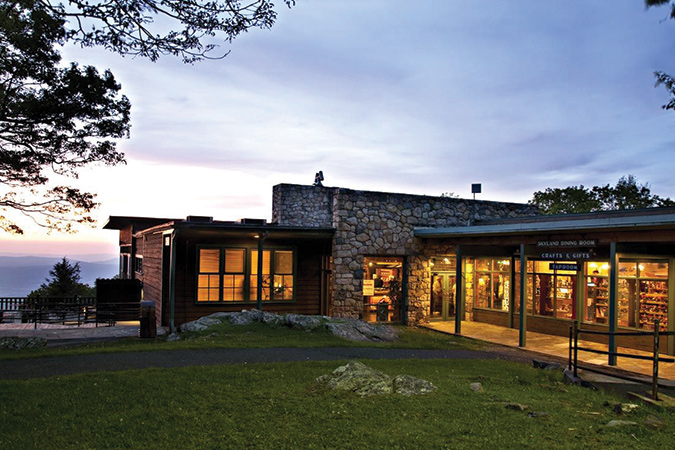 Shenandoah National Park’s Skyland Lodge offers a blend of 1930s architecture, great views into Virginia’s Shenandoah Valley, along with fine dining and plenty of hiking just out the front door.
