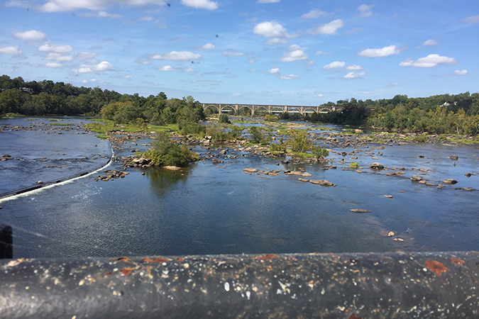 10/5/19: The James River is wide and rocky at Richmond.