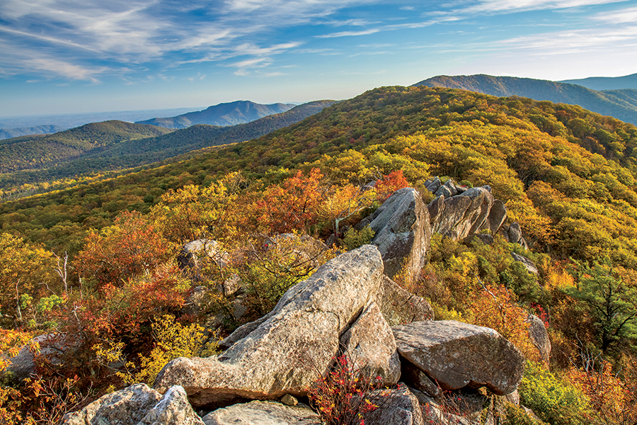 Marys Rock Trail is a 3.7-mile out-and-back that rewards with great views of mountains and Page Valley, Virginia.