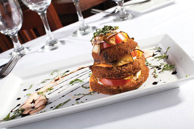 The Eggplant Napoleon at Blowing Rock’s Storie Street Grille is layered with mozzarella and more.