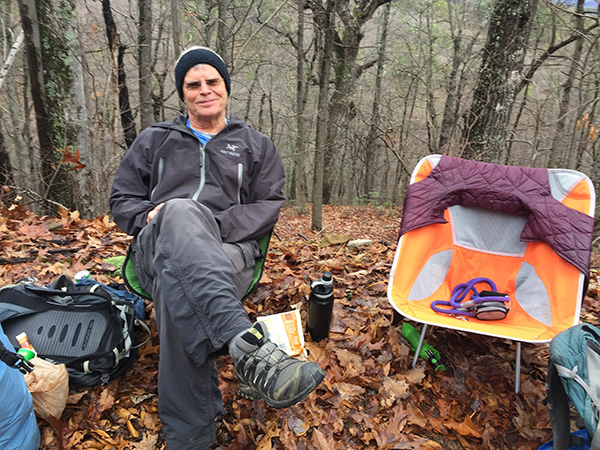 Lunch along the Brushy Mountain Trail was luxe, including chairs.