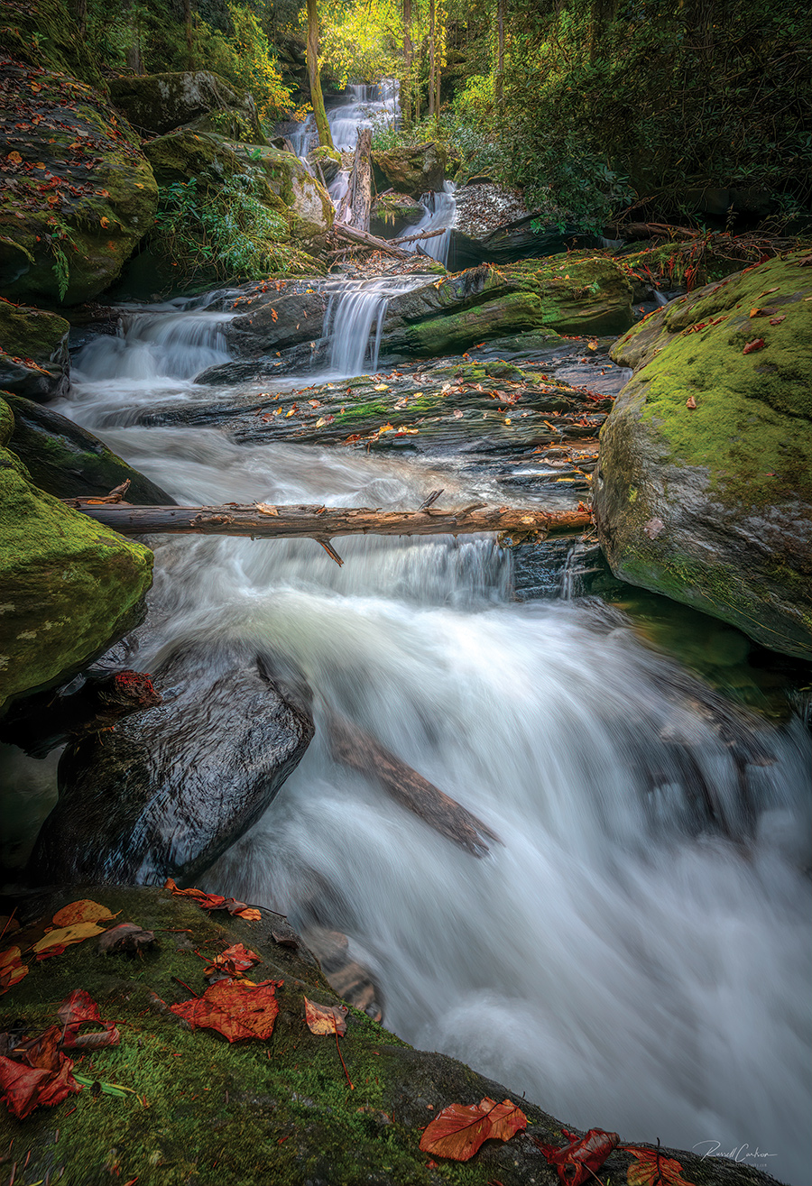 Opossum Creek Falls near Long Creek, South Carolina. From the photographer: “This falls is often identified by some locals as being along Shoulderbone Branch Creek rather than Opossum Creek, with ‘the real’ Opossum Creek Falls trail having been abandoned after storm damage.”