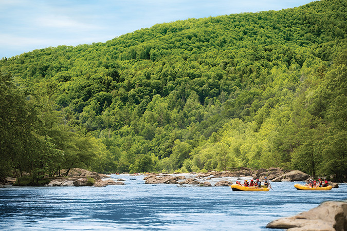 The Nantahala River, North Carolina, is gently whitecapped for much of its 40-mile flow.