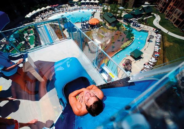 WHOOSH! A rider takes off on the Wild Vortex, an extreme water ride in Sevierville, Tenn., at Wilderness at the Smokies.