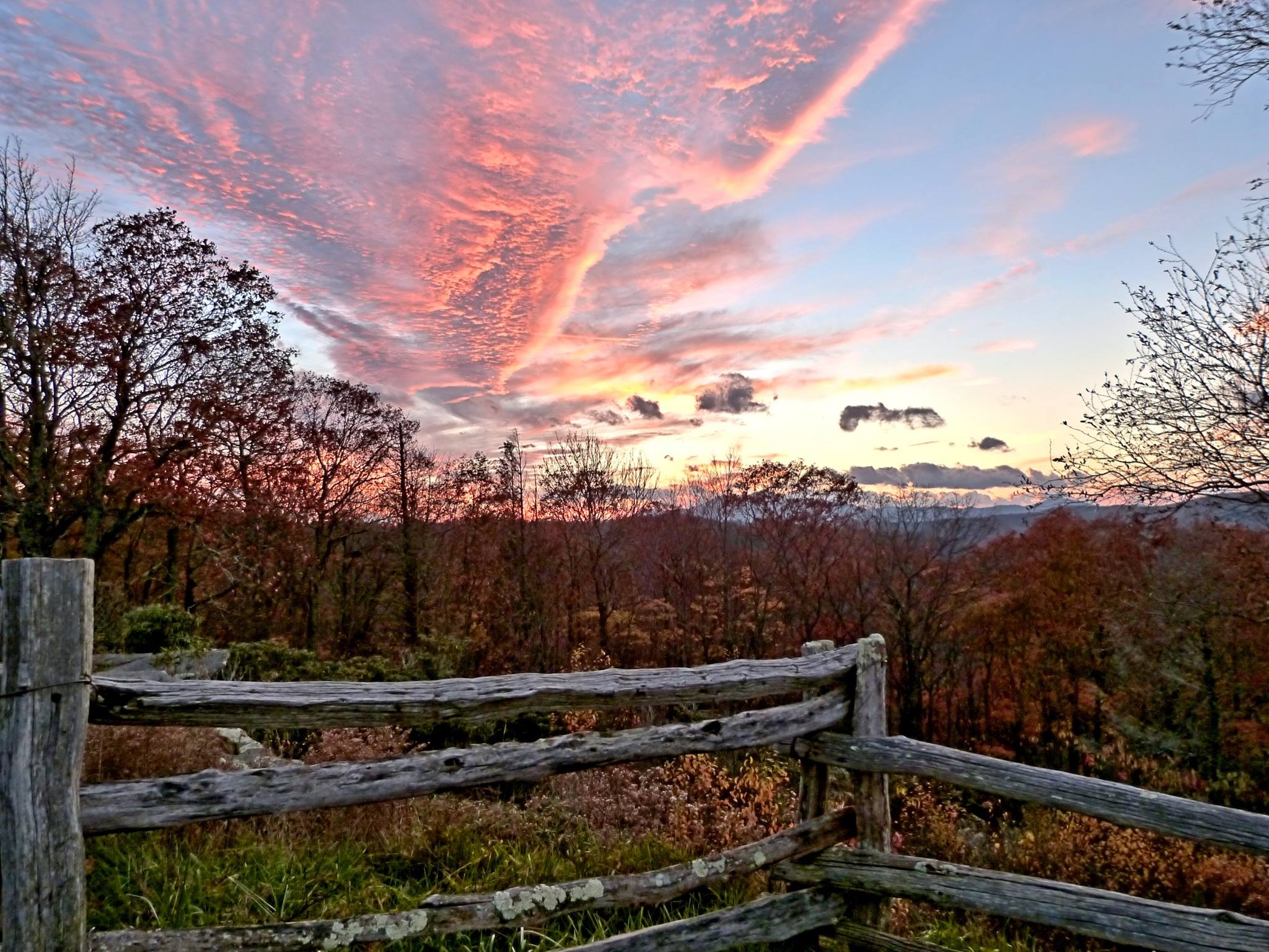 Fall sunset from Raven's Rock Overlook on the Blue Ridge Parkway