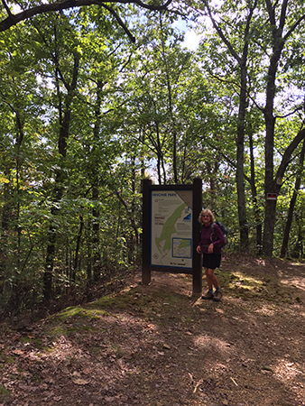 10/12/19: The Greatest Day Hiker Of Them All stands beside the new sign for the new Hinchee Trail, connecting the Carvins Cove trail system, with Salem, Virginia.