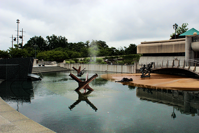 From the landing boat (left) to the beach, soldiers went forward.