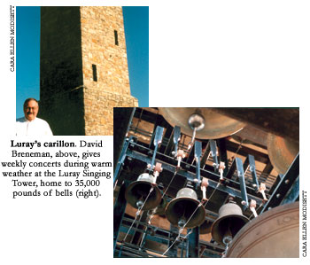 David Breneman gives weekly concerts during warm weather at the Luray Singing Tower, home to 35,000 pounds of bells.
