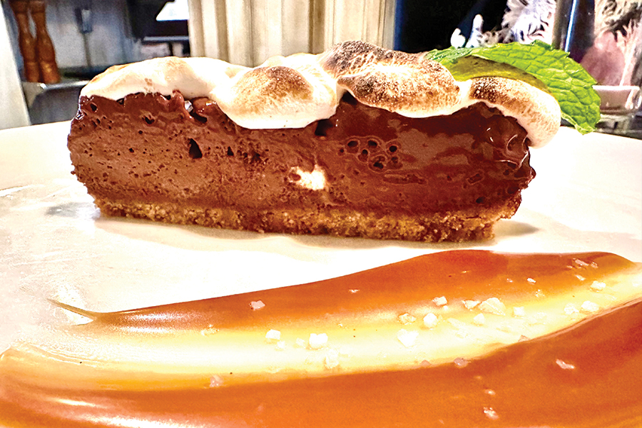 At the top of the dessert menu is the chocolate silk tart.