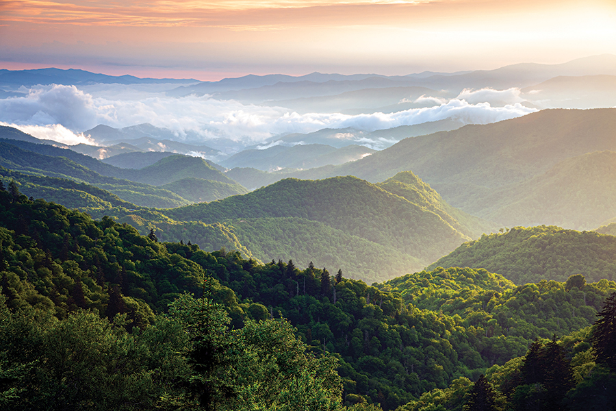 View from Woolyback Overlook, milepost 452 on the North Carolina Blue Ridge Parkway. From the photographer: “Passing storms gave way to brightening skies on a late June afternoon. I arrived just in time to see breathtaking light over nearby ridges, with low-lying clouds hovering over Cherokee and Bryson City in the distance. As often as I’ve shot images from this overlook, I always end up seeing something new. Or as a friend often says, ‘Always never the same.’”