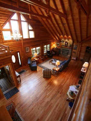 Vaulted ceilings are stunning in the cedar log inn.