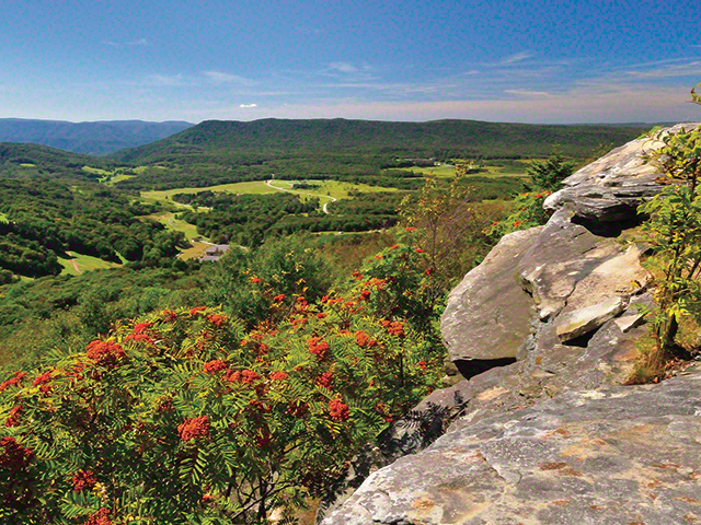 This view of the Canaan Valley is from the top of Bald Knob. The new lodge has the feel of a resort hotel.