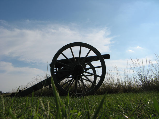 One of the many refurbished cannons at Gettysburg National Military Park. .