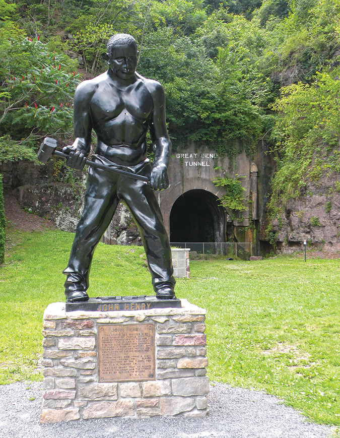 John Henry’s statue is at Big Bend Tunnel near Talcott.