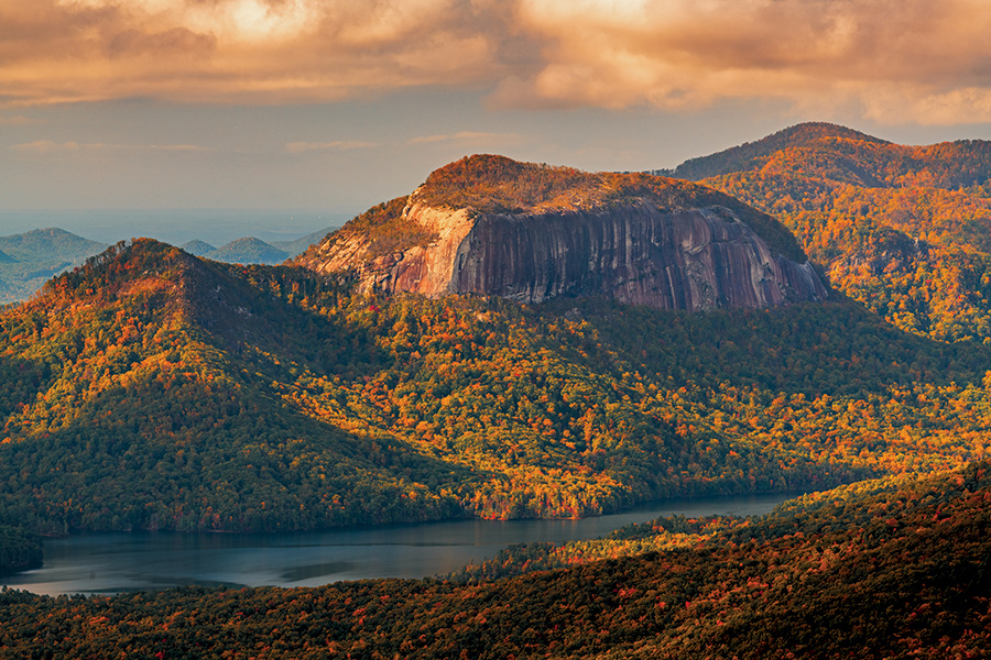 Table Rock Mountain defines South Carolina’s Table Rock State Park, along the Cherokee Foothills Scenic Byway.