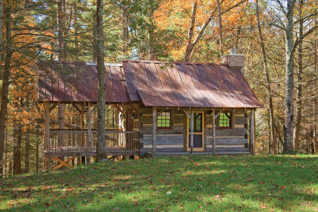 Reclaimed wood and tin make for a unique structure.