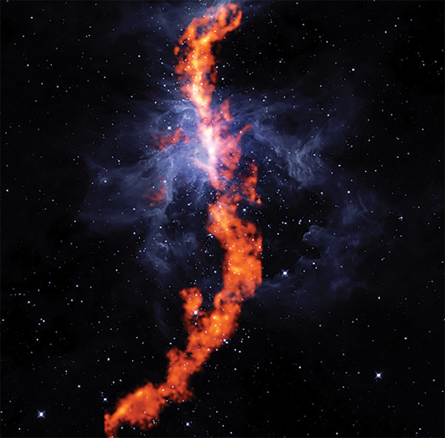 A ribbon of ammonia—a tracer of star-forming gas—in the Orion Nebula as seen with the Greenbank Telescope.