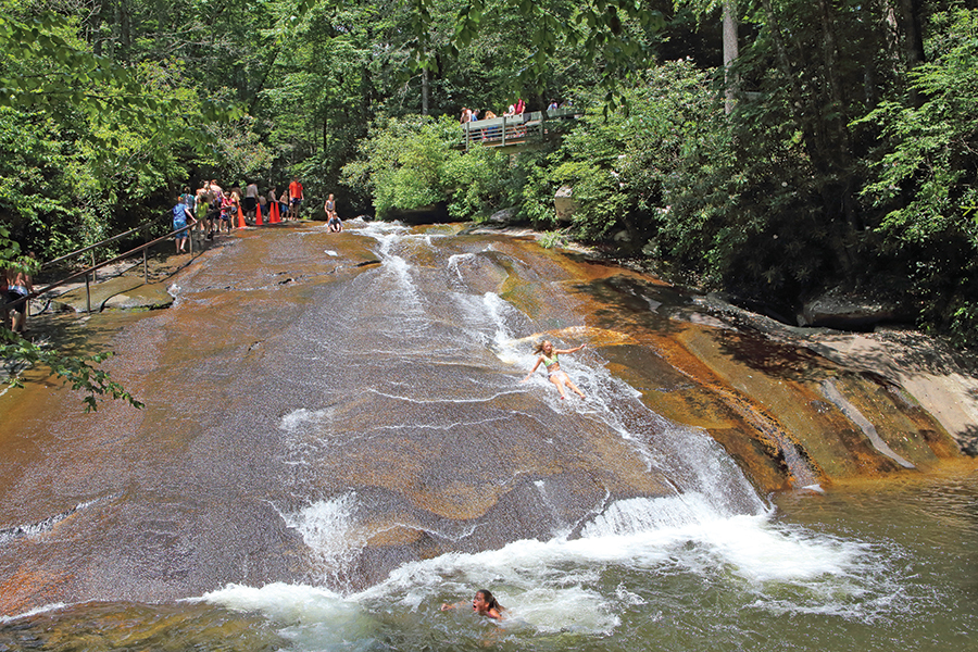 Sliding Rock is indeed smooth enough to slide down.