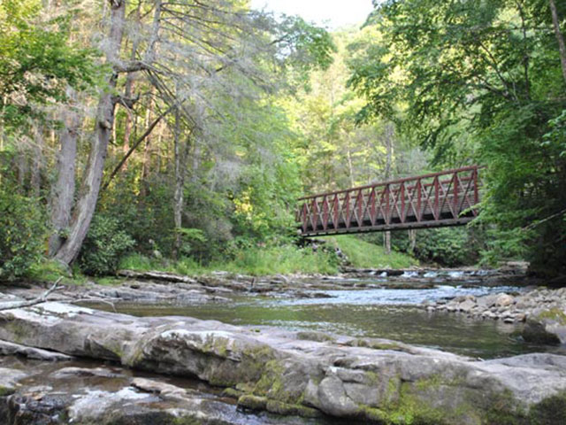 A bridge spans Whitetop Laurel Creek on the Virginia Creeper Trail, near Damascus, Va.