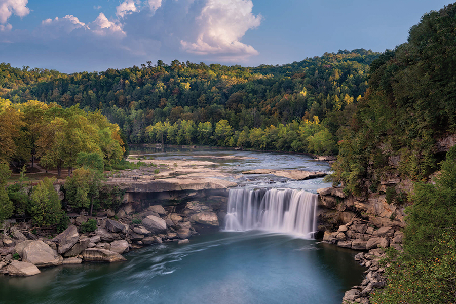 Cumberland Falls is a great fall attraction near Williamsburg, Kentucky.