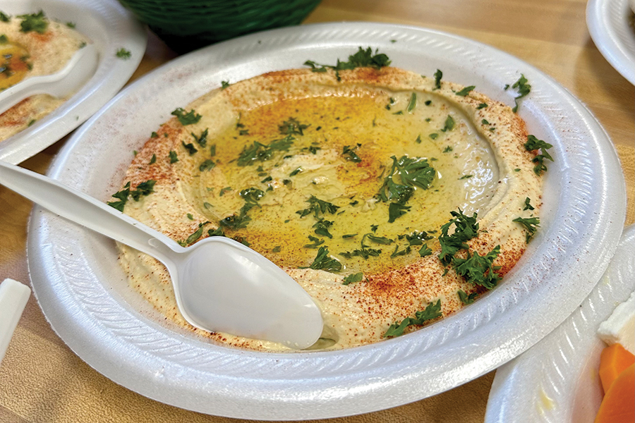 Hummus at The Pita House is dressed with a generous amount of olive oil.