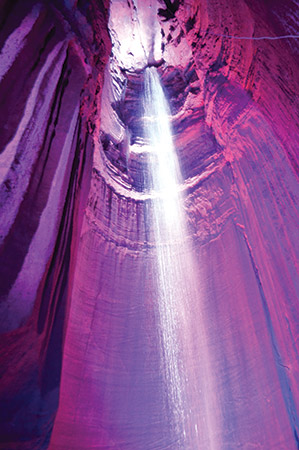 The 45-foot-tall Ruby Falls takes its name from the wife of Leo Lambert, who developed Ruby Falls, a cave near Chattanooga, Tennessee.