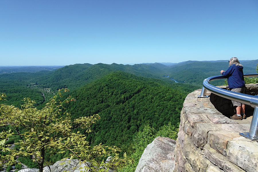 The view from Pinnacle Overlook is of Tri-State Peak, Cumberland Mountain and Fern Lake.