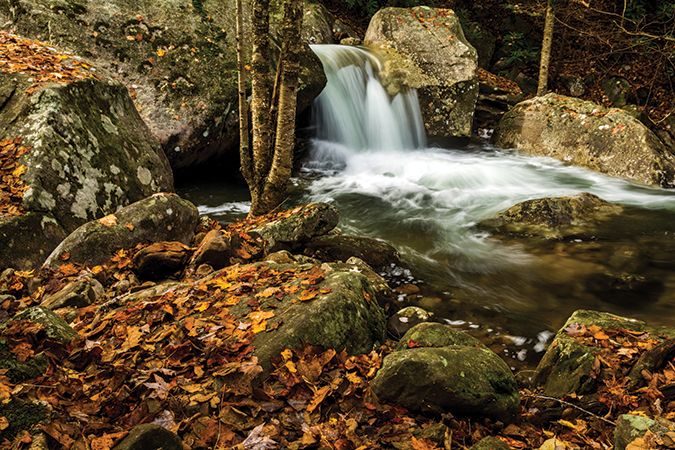 Shillalah Falls is a hidden, little-trafficked gem located along a service road to the Hensley Settlement in the Cumberland Gap National Historical Park, at the border of Tennessee, Virginia and Kentucky. From the photographer: “If you take a tour of the Hensley Settlement and ask the park ranger nicely, I am sure they would pull over to let you get a look.”
