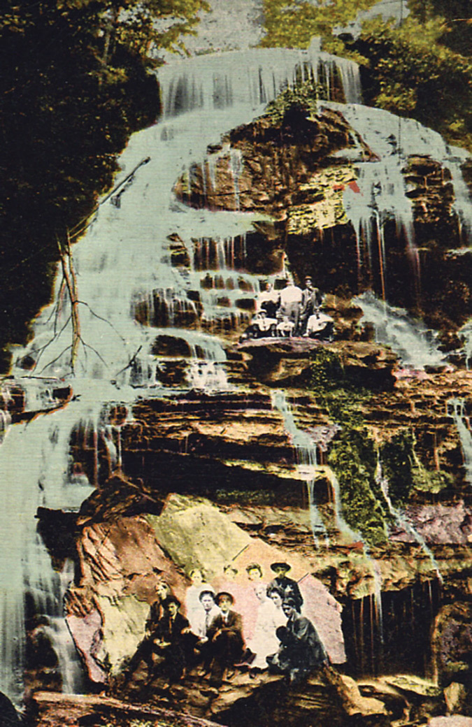 Postcard of storied Issaqueena Falls, circa 1900.