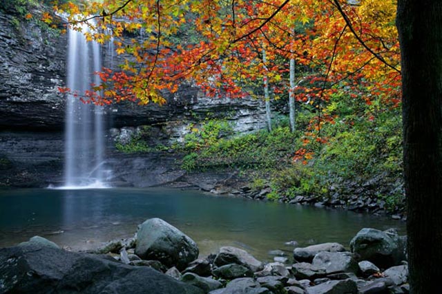 There are few times in photographers’ lives when all the elements are perfect: This image, at Georgia’s Cloudland Canyon State Park, is one, as the peaking autumn foliage framed the scene while sunshine crept close to the edge of the falls to create an unforgettable fall treat.