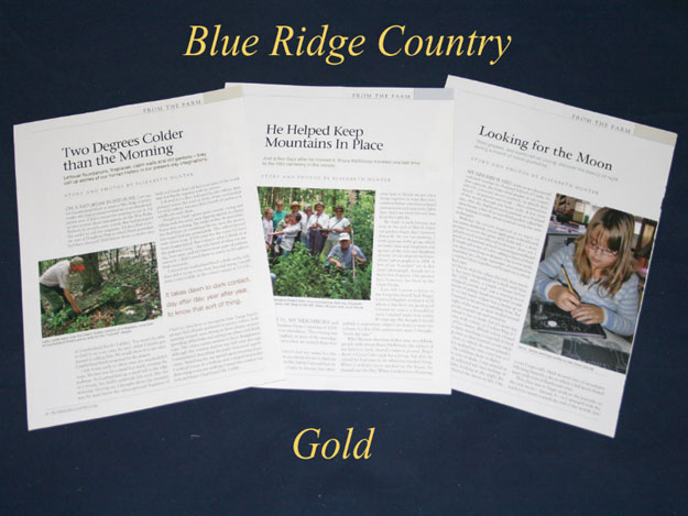 Elizabeth Hunter's every-issue From the Farm won another gold award for best column.