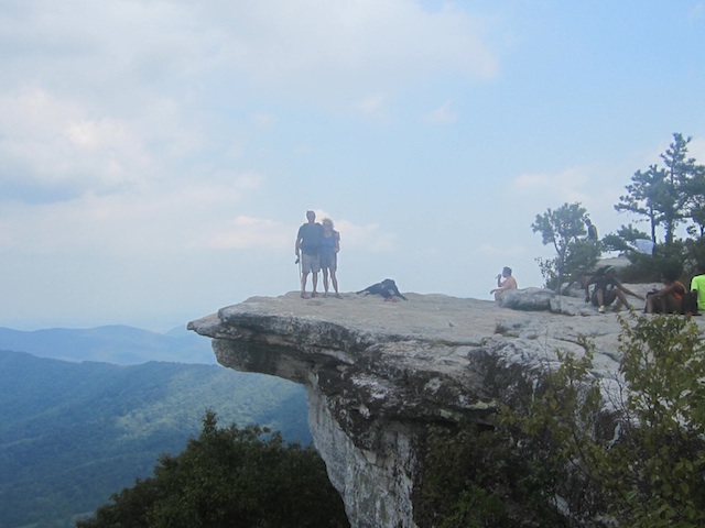 Kurt, Gail, Cookie and a lot of other beings on McAfee Knob, September 9, 2013.