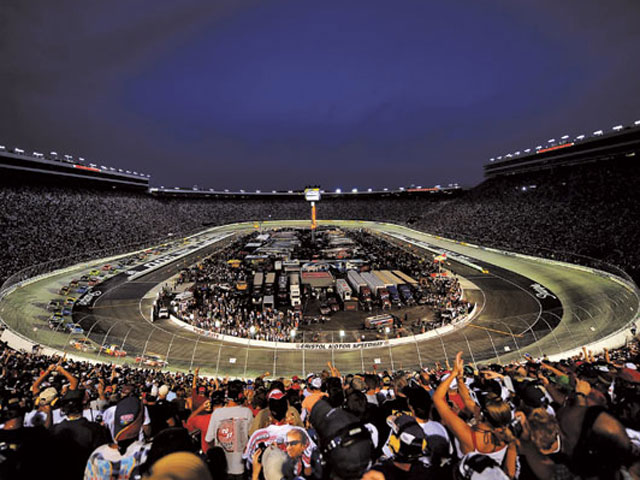 Fans fill the seats at Bristol Motor Speedway.